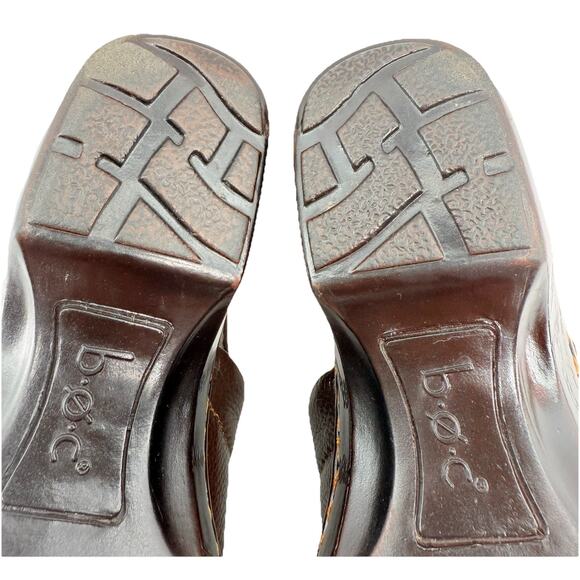 b.ø.c Born Concept Peggy Brown Leather Slip-On Comfort Clogs Women’s Sz 8 BC6632 - Picture 7 of 12